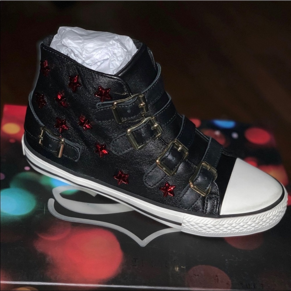 NWT Girls ASH sneakers black studded 3